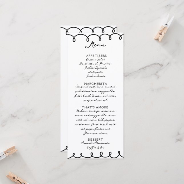 Love & Pizza | Whimsical  Menu (Anverso/Reverso In Situ)