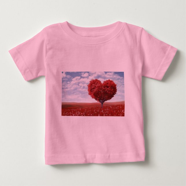 Love Red Heart Tree Baby Fine Jersey T-Shirt (Anverso)