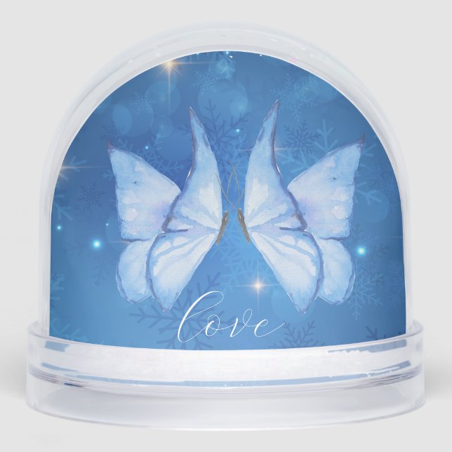Love Simple Modern Script 2 Photo Snow Globe (Anverso)