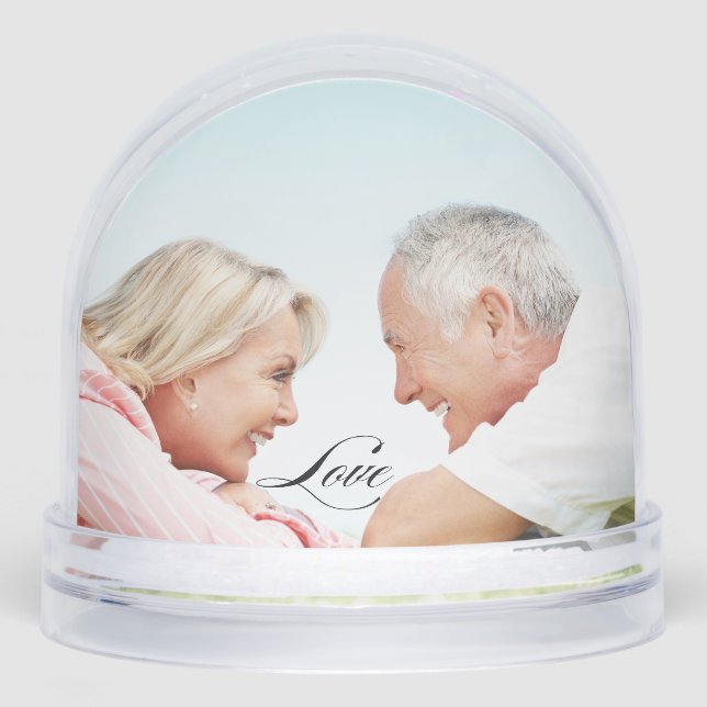 Love Simple Modern Script 2 Photo Snow Globe (Anverso)