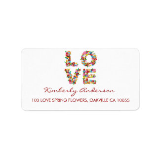 LOVE Spring Flowers Bridal Shower Etiquetas de dir
