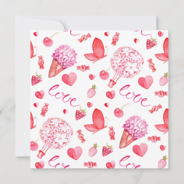 Love Square Notecard para nota de amor manuscrita (Anverso)