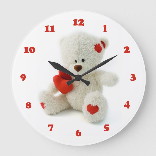 Love Teddy Valentine personalizado reloj de pared (Anverso)
