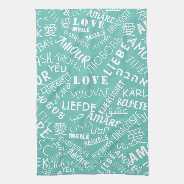 Love Text Kitchen Toalla Multi Language (Vertical)
