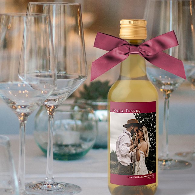 Love & Thanks Cranberry Red Wedding Photo Mini (Subido por el creador)