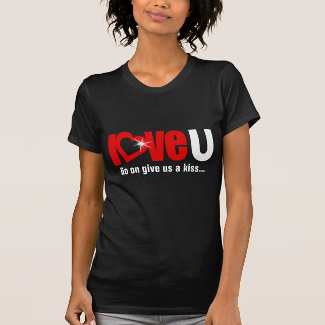 "love U" nos da una camiseta de chica rojo blanco  (Anverso)