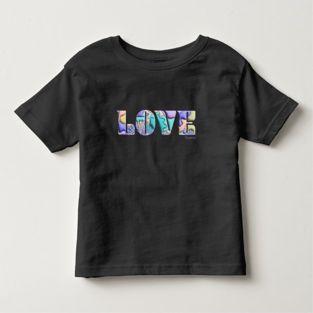 LOVE Unique 3D Modern Graphic, camiseta Guay Black (Anverso)