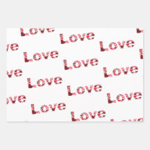 LOVE Wrapee Papel conjunto plano de hojas de 3