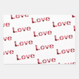 LOVE Wrapee Papel conjunto plano de hojas de 3