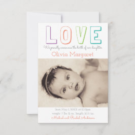 LOVE Yellow Quatrefoil - Anuncio de nacimiento 3x5