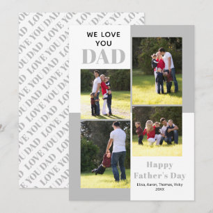 Love You Dad cuatro fotos gris de la tarjeta del D