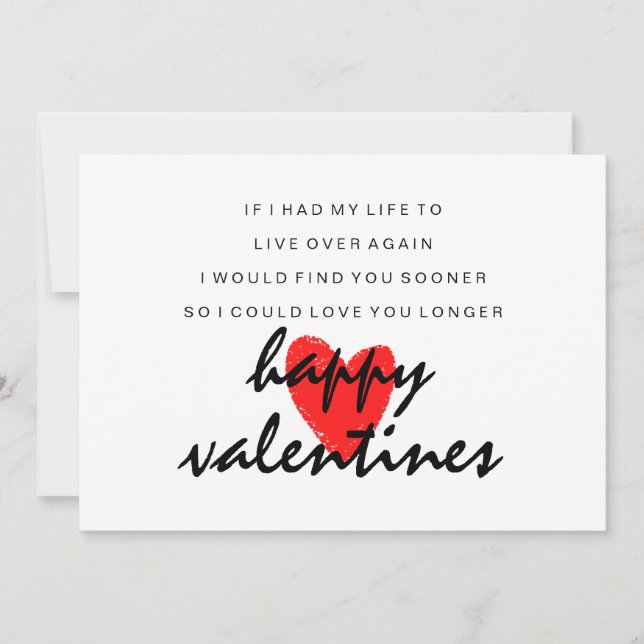 Love You Longer Poem Valentines Day Card (Anverso)