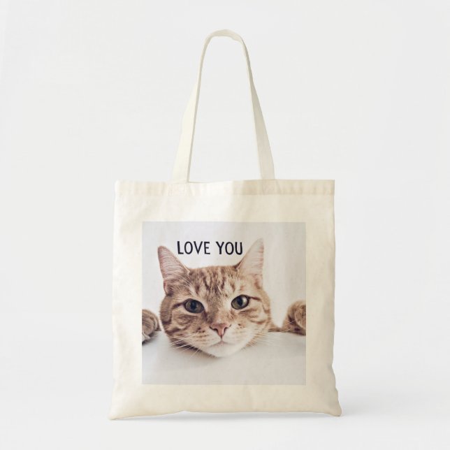 "Love You" (Te amo) Bolsa de Tote de gato (Frente)