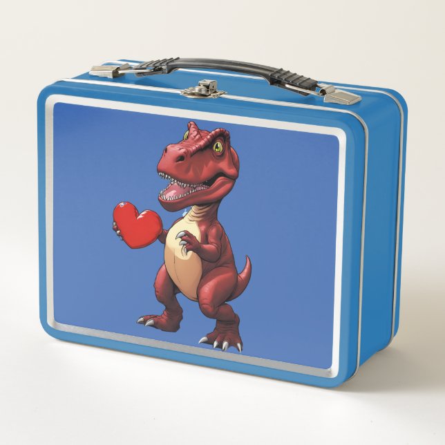 Loveasaurus Dinosaur Metalizado Lunchbox (Anverso)