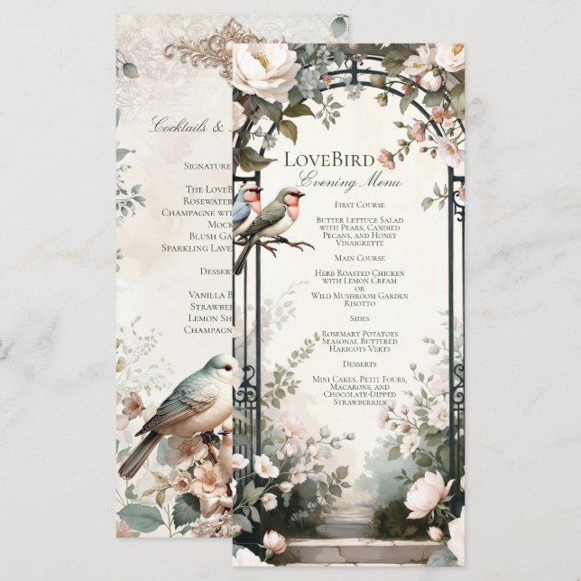LoveBird Floral Engagement Party Menu (Anverso / Reverso)