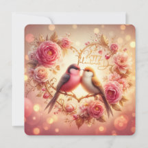 Lovebirds en Bloom - Tarjeta de El día de San Vale