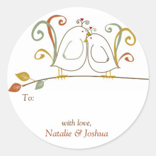 Lovebirds en las ramas: etiquetas de regalo