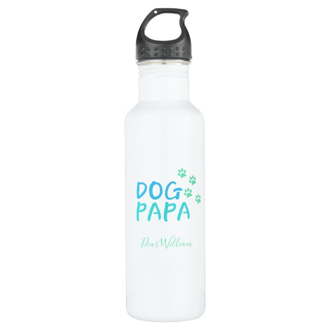 Lovely Dog Papa Botella de agua de acero inoxidabl (Anverso)