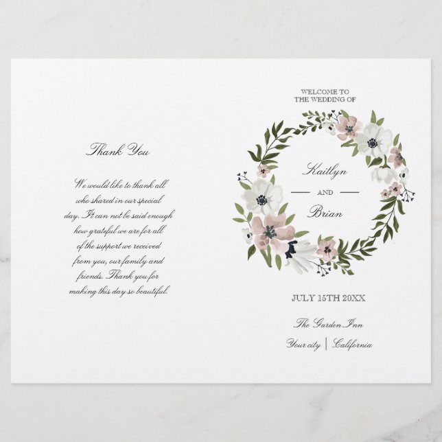 Lovely Floral - programa de bodas (Anverso)