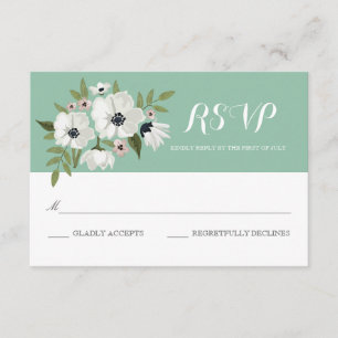 Lovely Floral RSVP Card - menta