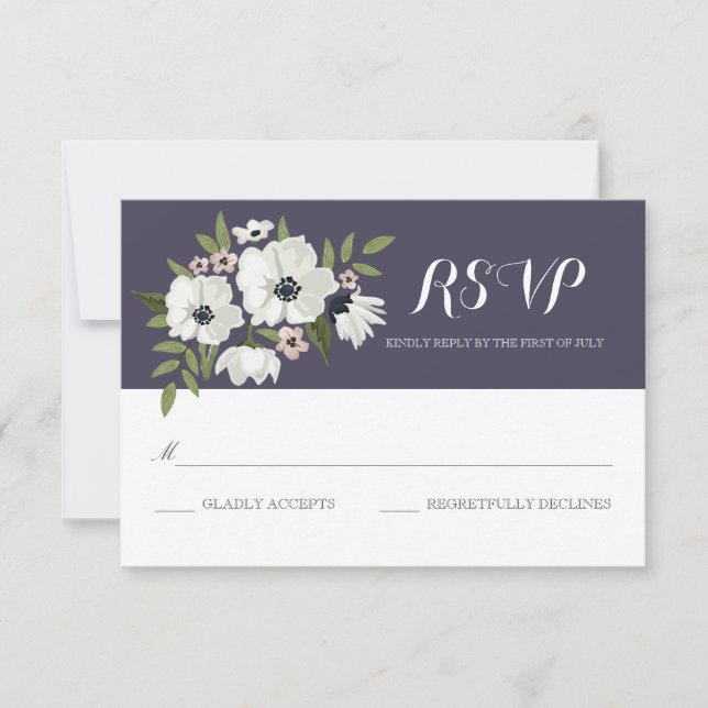 Lovely Floral RSVP Card - púrpura (Anverso)