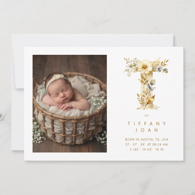 Lovely Gold L Initial with Romantic Floral Design (Anverso)