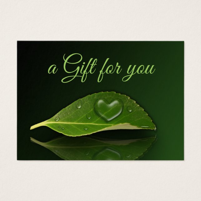 Lovely Heart-Shaped Water Droplet Leaf Gift Card (Frente)