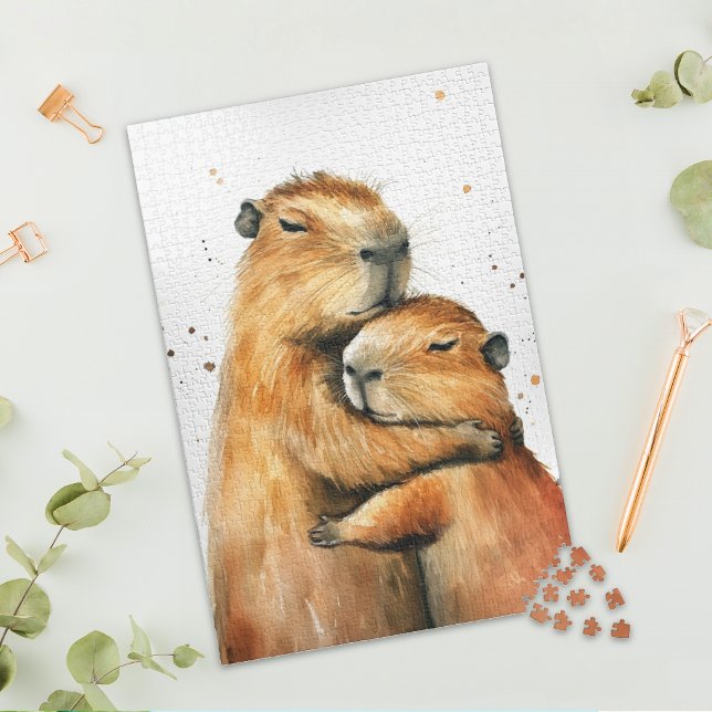 Lovely Hugging Capybara Couple Jigsaw Puzzle (Subido por el creador)