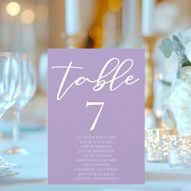 Lovely Lilac Purple Boda Table Card con Nombres (Subido por el creador)