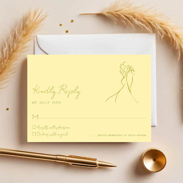 Lovely Modern Script Butter Yellow Wedding RSVP (Subido por el creador)
