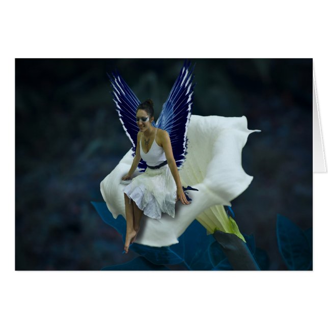Lovely Moon Fairy con una flor blanca en la luna (Anverso (Horizontal))