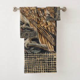 Lovely Owl in the Flowers Garden ,Gold Checkered ,