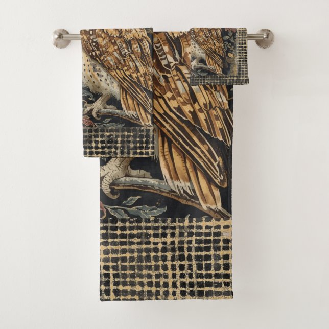 Lovely Owl in the Flowers Garden ,Gold Checkered , (In situ)