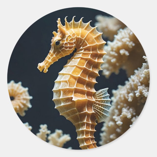 Lovely Seahorse Round Pegatina (Anverso)