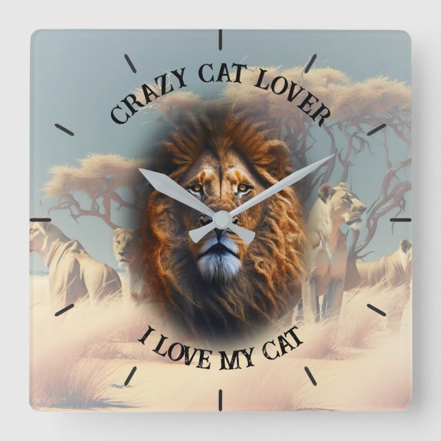 "LOVER DE GATO LOBAL" Reloj de pared personalizado (Anverso)