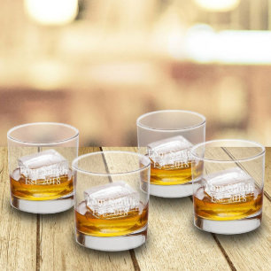 Lowball los vidrios del whisky - sistema de 4