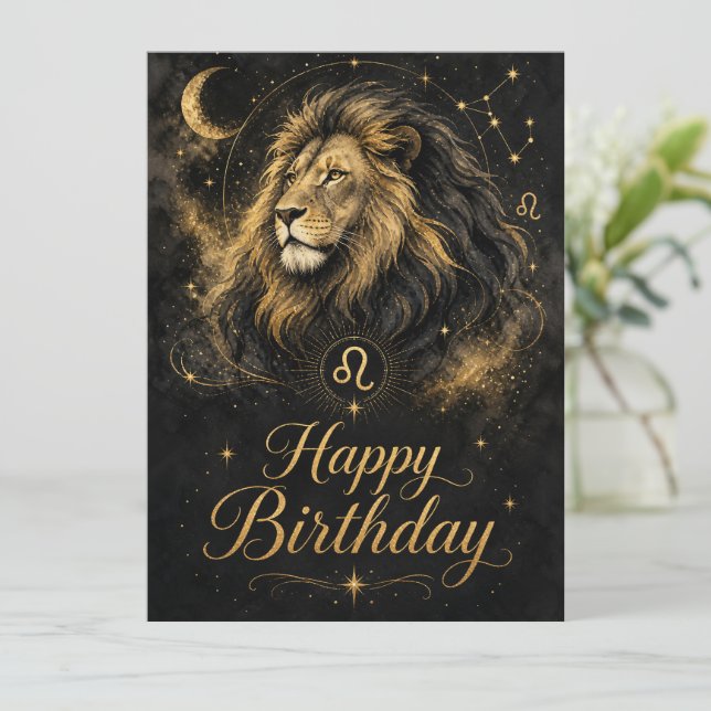 Löwe Happy Birthday Sternzeichen Design (Anverso de pie)