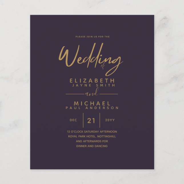Lowest Budget Lavender Gold Simple Wedding Flyer (Frente)