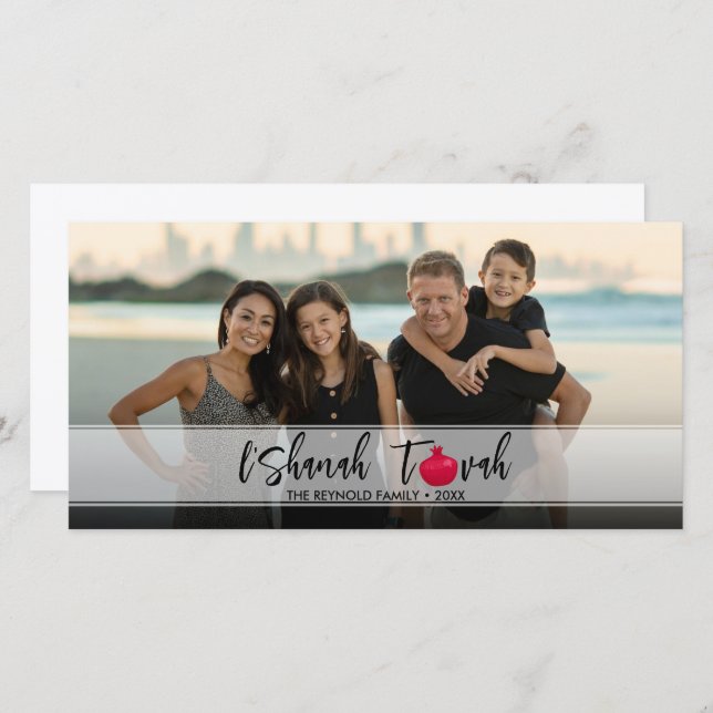 L'Shanah Tovah Pomegranate Elegant Script Photo (Anverso / Reverso)