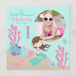 Lt. Primera invitación del cumpleaños de la sirena