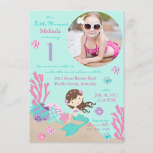 Lt. Primera invitación del cumpleaños de la sirena