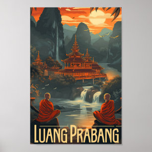 Luang Prabang Laos Arte Vintage Ilustración de Via