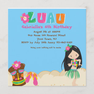 Luau con Chica y la invitación de cumpleaños de la