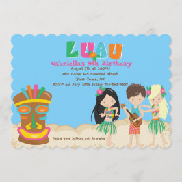 Luau con los niños y la invitación del cumpleaños