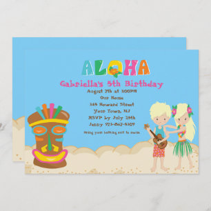 Luau con los niños y la invitación del cumpleaños