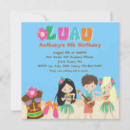 Luau con niños y la invitación al cumpleaños de la