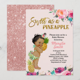 Luau fiesta rosa de oro piña piña tarjeta de ducha