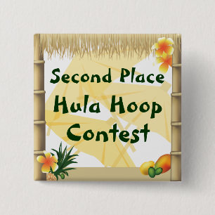 Luau Fiesta Segundo Lugar Botón de Premio Hula Ho