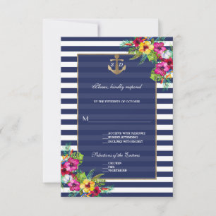 Luau floral tropical de rayas azules RSVP
