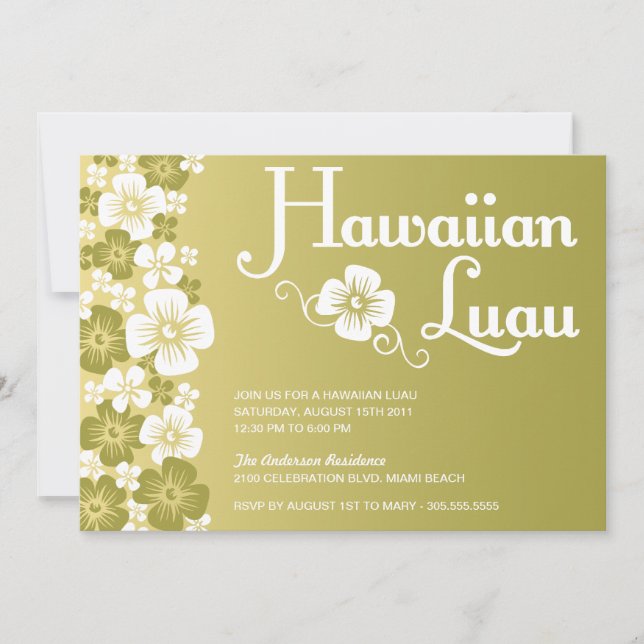 LUAU HAWAIIANO| INVITACIONES DE LAS PARTES (Anverso)